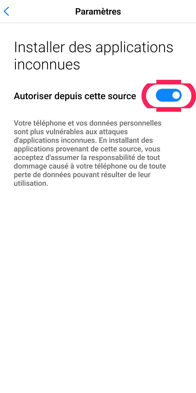 Activez l'installation depuis des sources inconnues sur Android pour installer l'APK Gambiva.