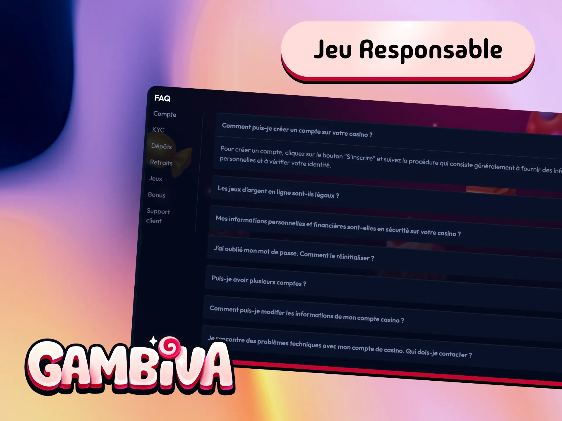 Outils de jeu responsable sur Gambiva France pour fixer des limites et protéger votre solde.