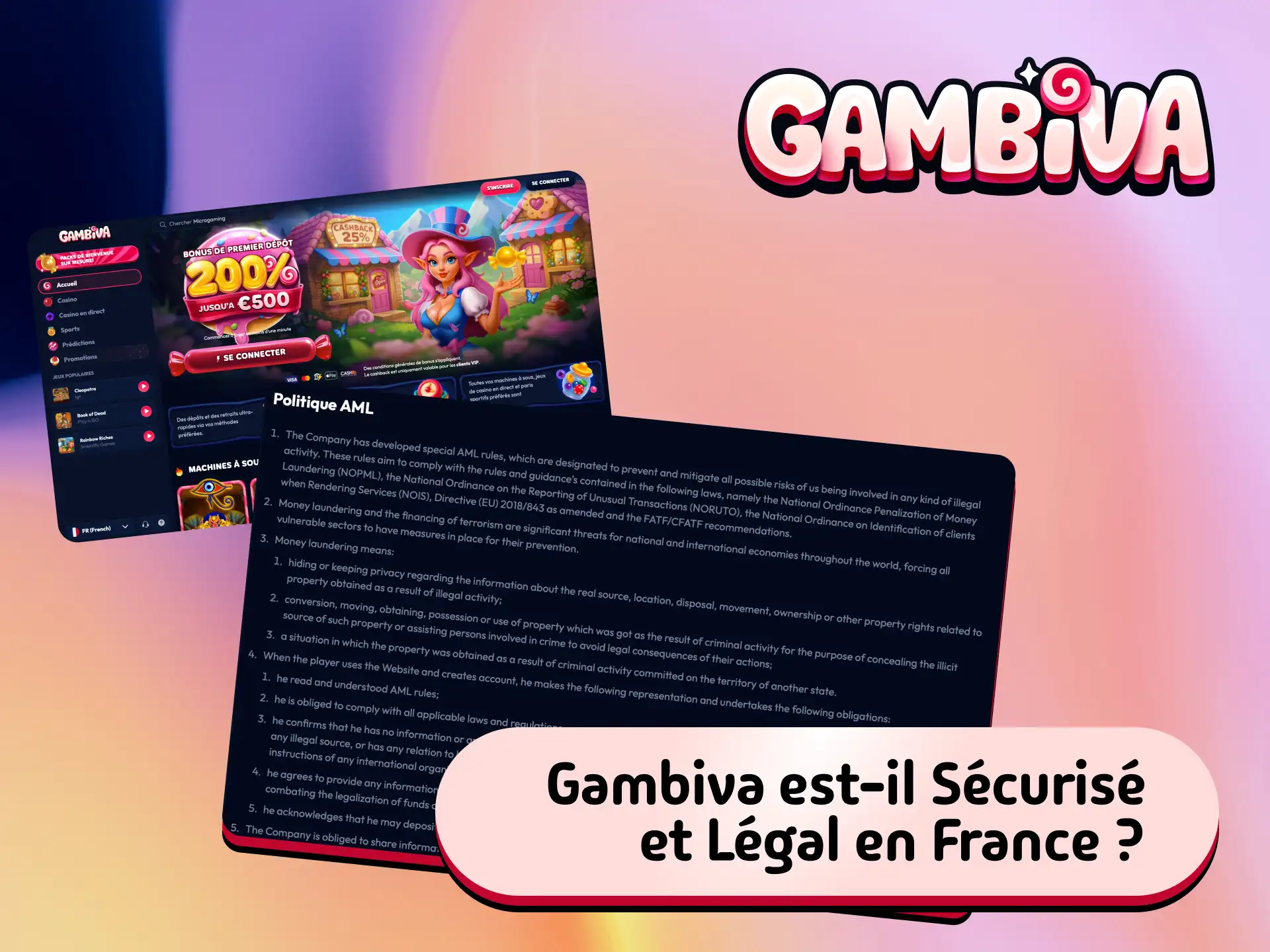 Gambiva est sécurisé et légal en France avec licence officielle et protection des données.