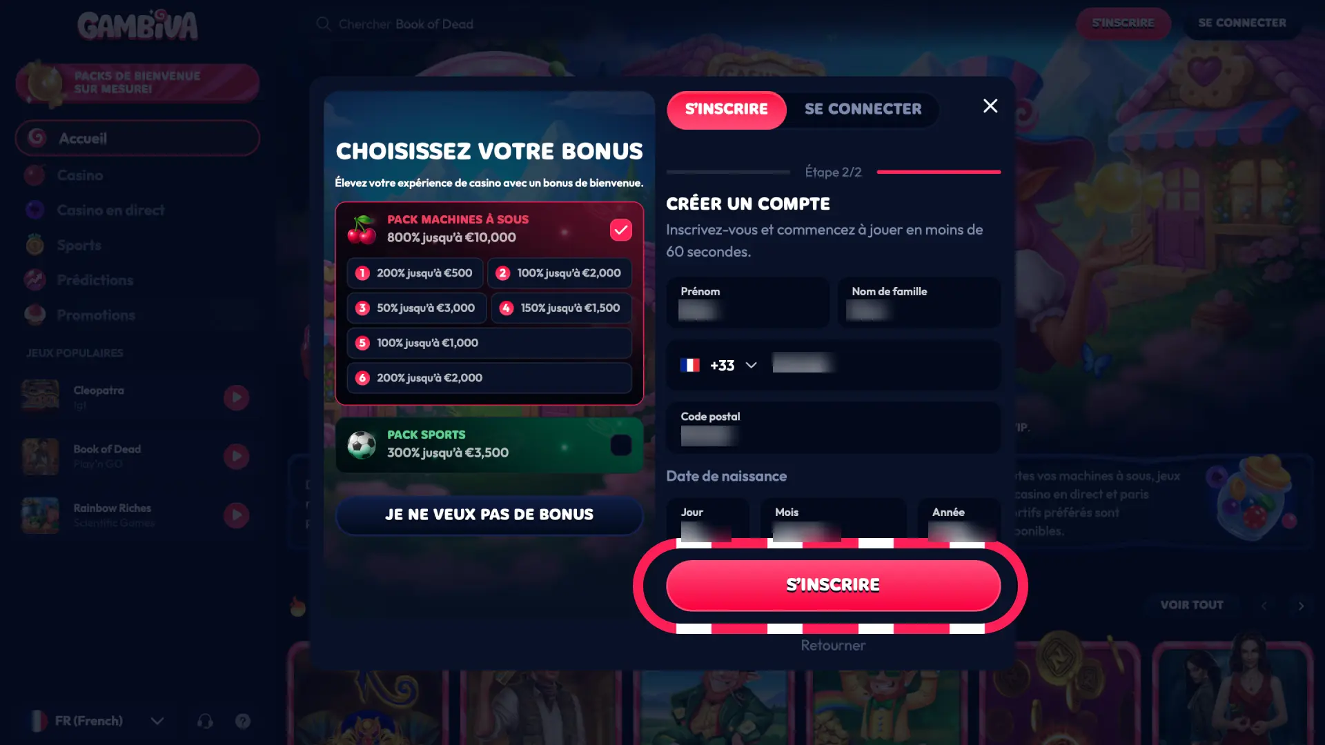 Acceptez les conditions et validez le formulaire Gambiva France pour activer votre compte.