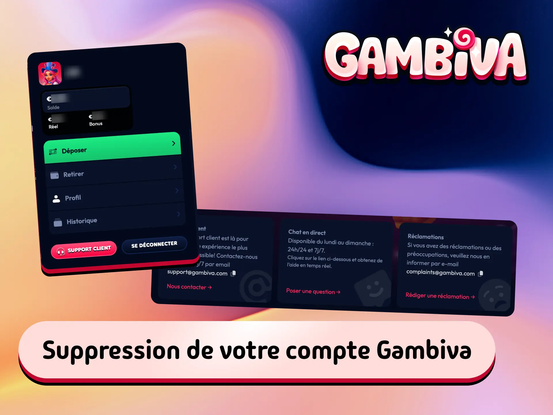 Étapes pour supprimer votre compte Gambiva France si vous ne souhaitez plus utiliser la plateforme.