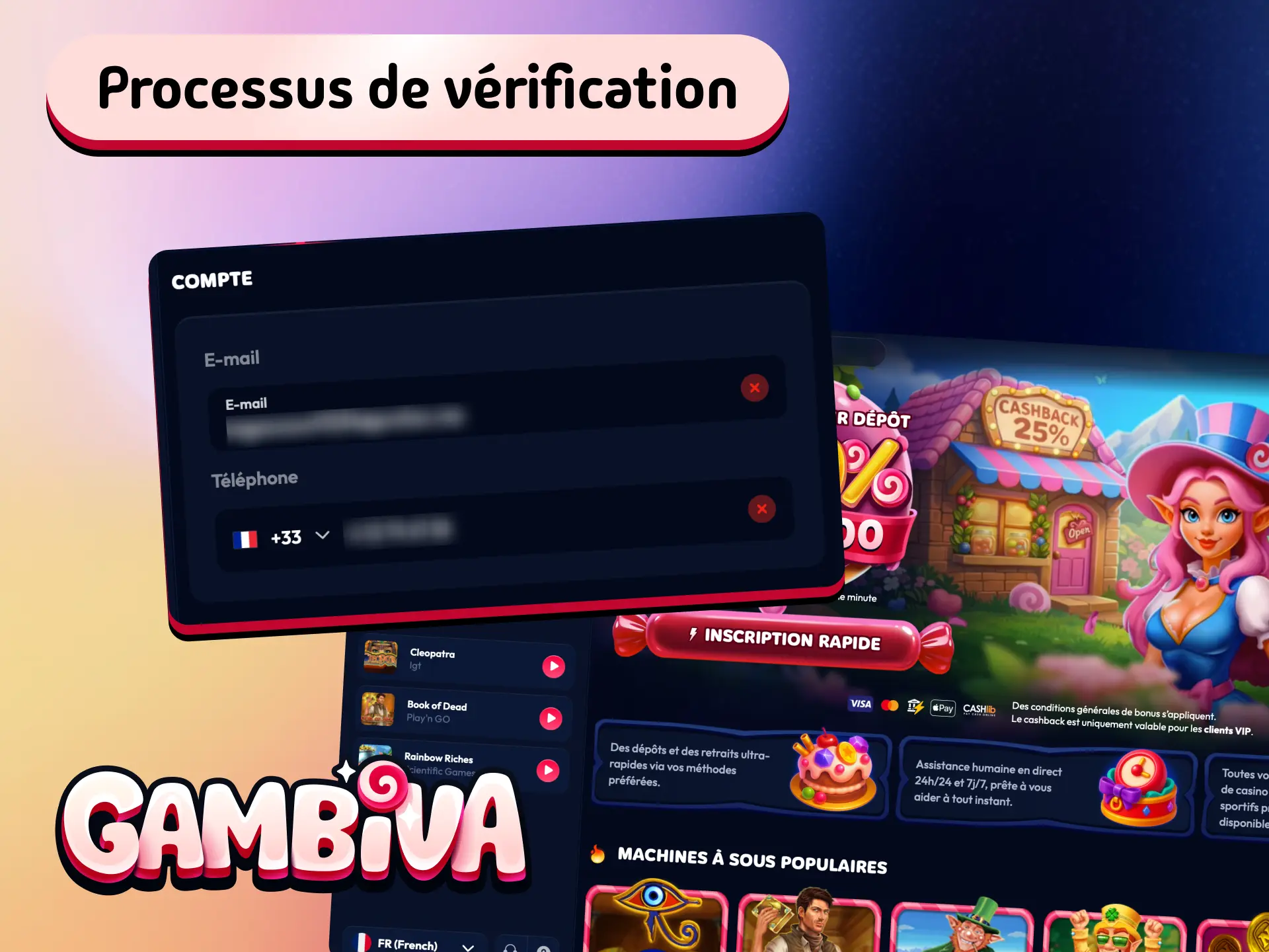 Processus de vérification du compte Gambiva France pour valider votre identité et votre adresse.