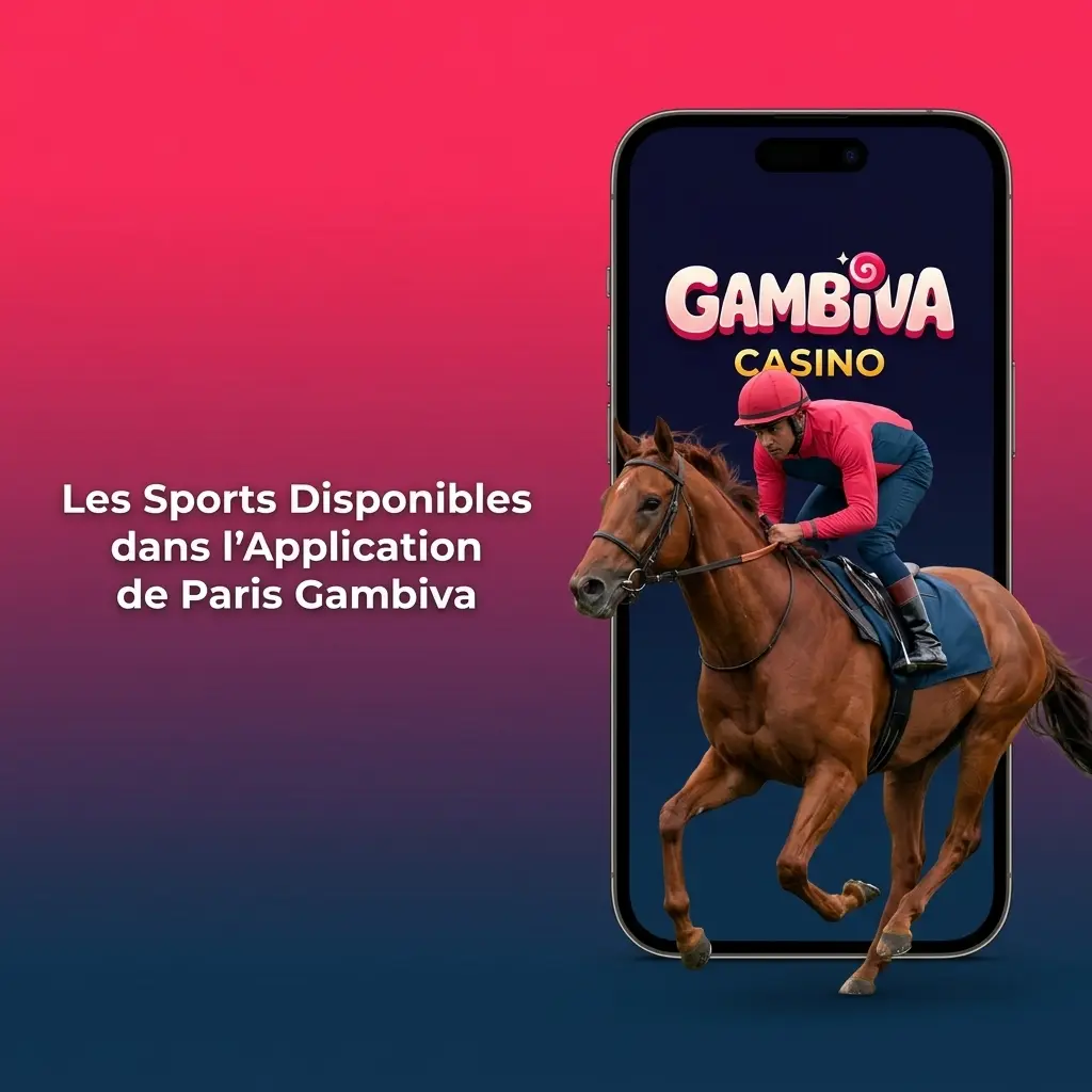 Interface de l'application Gambiva affichant les sports disponibles : football, basketball, tennis, eSports et plus encore